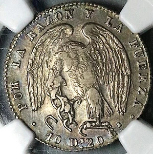 1834 NGC XF 45 Chile 2 Reales Condor Bird Silver Coin (25030301C) - Picture 1 of 6