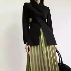Ladies Black Luxury Designer Edgy Urban Street Unique Blazer Jacket Coat 10 12 - Picture 1 of 21
