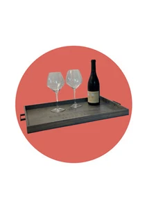 Wine Box Tray, Wood Serving Platter, Gray, housewarming, anniversary, wine lover - Picture 1 of 10