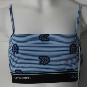 NUEVO CON ETIQUETAS Calvin Klein QF5737 ""CK One Micro"" Inalámbrico Nailon Logotipo Bralette Azul (460) M - Imagen 1 de 6