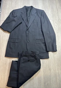 Traje CANALI 2 Piezas Negro Piqué Chaqueta 40L Pantalones 33x32 Lana Línea Actual Boda - Imagen 1 de 20