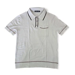 PJ Paul Jones Herren Kragen Strick Polo Shirt weiß Vorbereitung klassisch Größe Medium  - Bild 1 von 22