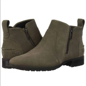 Ugg Aureo II Slate Gray Suede Leather Ankle Booties Side Zipper Size 9.0 US - Picture 1 of 8