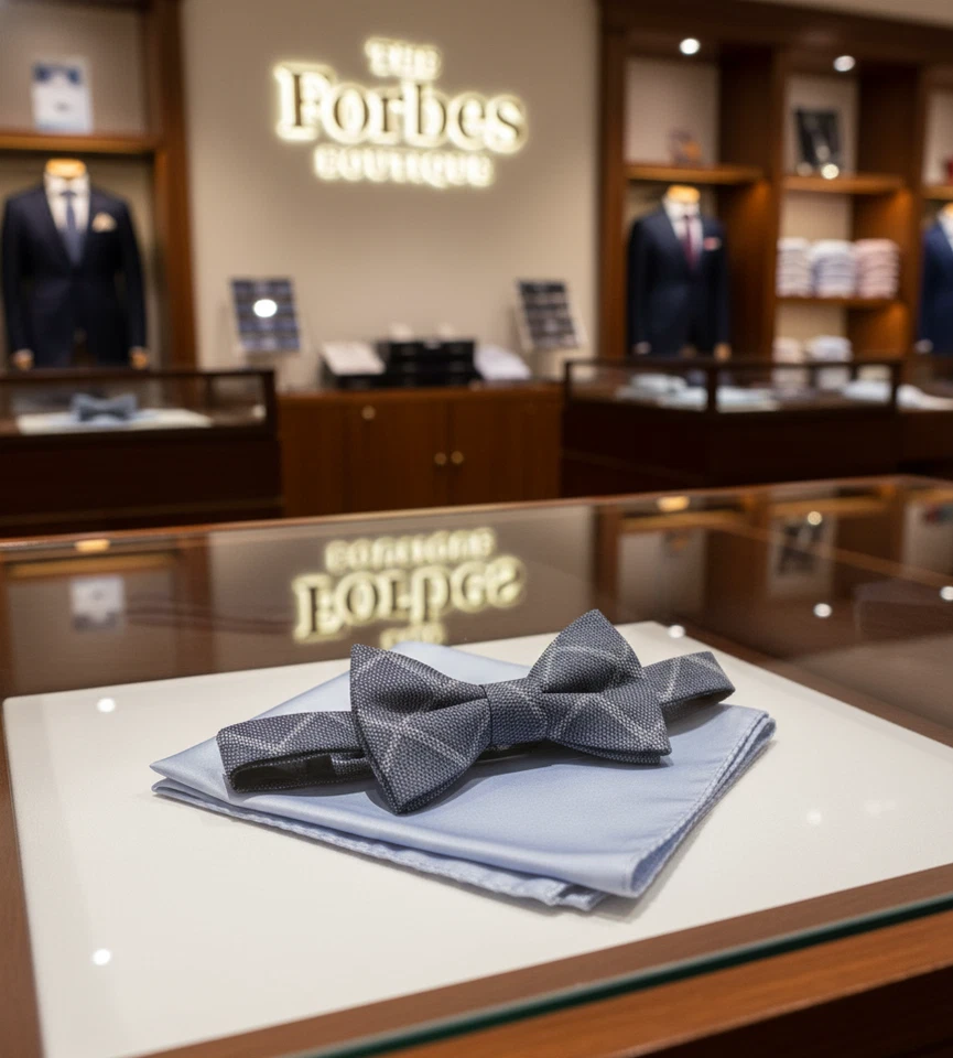 Alfani Men's Bow Tie Pocket Square Blue Solid One Size Pre-tied Set A4