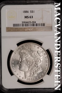1886 Morgan Dollar - NGC MS 63 - Brilliant Uncirculated Lustrous #SLH393 - Picture 1 of 2