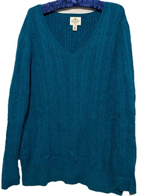 St. Johns Bay женщин свитер 2 X бирюзовый кабель вязаный пуловер v-образным вырезом плюс размер 2XL - Изображение 1 из 4
