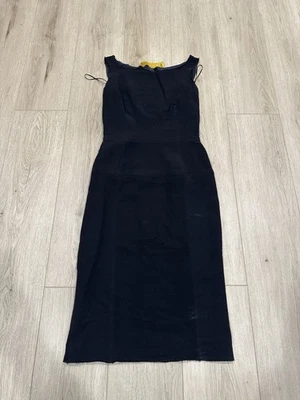 LANVIN River 2007 Black Wool Blend Knit Raw-Edge Crewneck Sheath Dress 36 - Image 1 of 4