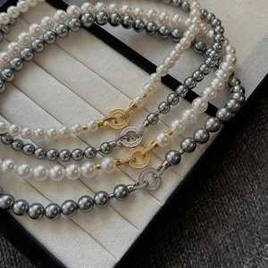 Cáñamo Gris Negro Perla Suéter Accesorios Collar Luz Lujo Collar - Imagen 1 de 21