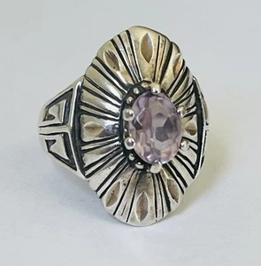 Vintage Southwestern CAROLYN POLLACK Sterling Silver Amethyst Ring Size 9 - Picture 1 of 19