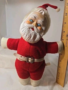 Vintage Gummi Gesicht SANTA Japan Weihnachten Spielzeug Puppe Jestia seltsame blaue Augen Gürtel Handwerk - Bild 1 von 9