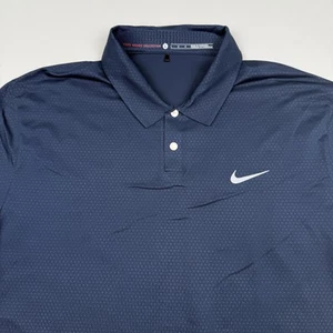 Nike Tiger Woods Collection Polo Shirt Mens Large Blue Dri-FIT Golf Lightweight - Picture 1 of 8