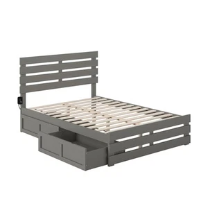 AFI Oxford Full Bed with Footboard and USB Turbo Charger with 2 Drawers in Grey - Picture 1 of 5