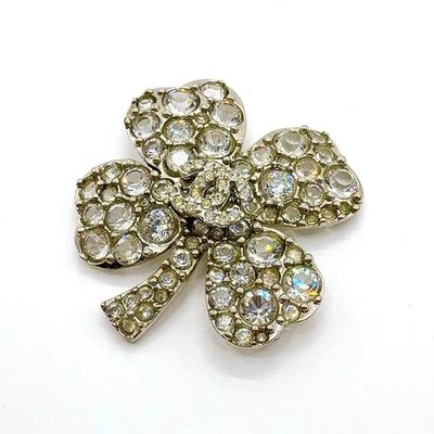 CHANEL CC Logos COCO Mark Brooch 07V Silver Rhinestone vintage Authentic Japan - Image 1 of 4