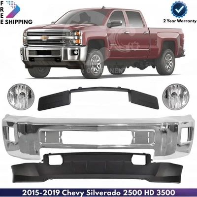 Front Bumper Chrome & Trim Kit For 2015-2019 Chevrolet Silverado 2500 HD 3500 Foto 1 de 4