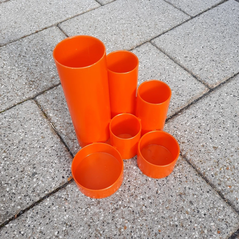1970er Stiftehalter Utensilo orange Plastik Schreibtisch Ablagefäche - Bild 1 von 4