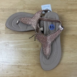 Pantofole Nicole Nocular taglia 8,5 beige dietro tacco cinturino plantare imbottito - Foto 1 di 5