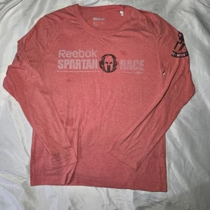 Reebok LS Long Sleeve Brand Tee Spartan Race Shirt Pink 2014 Large - Picture 1 of 12