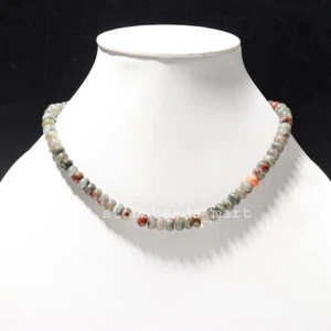 "Pietra Portafortuna Diaspro Argento Sterling 925, Grigio Ruscello Grigio 8-9 mm Collana 18" - Foto 1 di 9