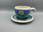 Unique Studio Pottery Cup Mug Saucer Hand Painted SIGNED Coral Reef Fish