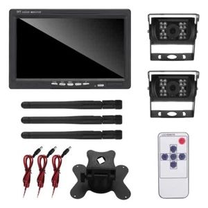 2 X Wireless Rear View Backup Camera 7" HD Monitor Night Vision Kit RV Truck Bus - Picture 1 of 12
