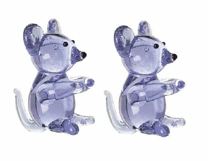 Miniature Dollhouse Fairy Garden Tiny Glass Mice - Set of 2 - Buy 3 Save $5 - Image 1 of 1