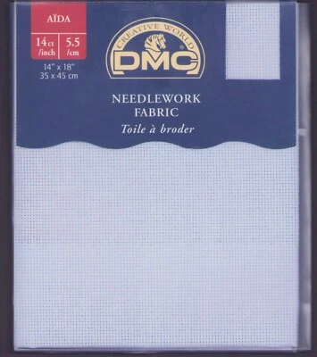 Cross stitch Needlework Embroidery fabric 14 ct Blue Violet 14"x18" France DMC - Image 1 of 2