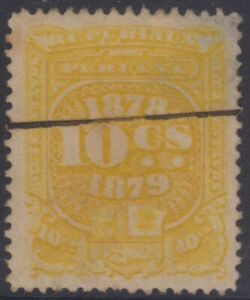PERU ANCACHS 1884 Sc 1N10 Bustamante 10 WITHOUT OVPT PEN CANCEL €90.00