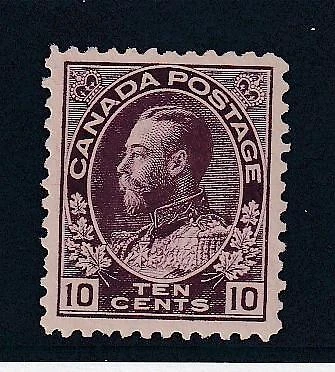 CANADÁ # 116a VF-MLH KGV 10 cts PÚRPURA ROJIZO ALMIRANTE GATO VALOR $450 Foto 1 de 1