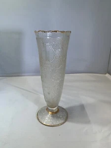 Depression Glass Jeannette Glass “Harp” 7 1/2" Vase (Crystal) - Picture 1 of 5