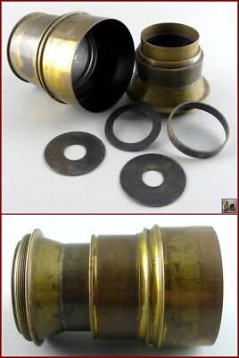 Ancien Objectif en Laiton Portrait/Paysage Cône Centrique Diaphragme à rondelle - Photo 1/4