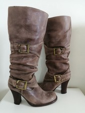 Destroy Leather Knee High Distressed Boots Size 3 (36)
