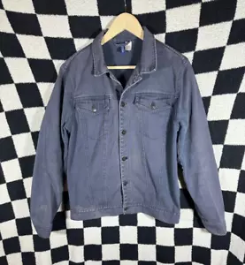 Divided H&M Navy Denim Button Up Trucker Jacket With Pockets Men’s Medium - Picture 1 of 5