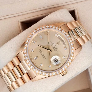 Rolex President Day-Date 36mm Factory Diamond Dial/Bezel Gold Watch 18348 - Picture 1 of 6