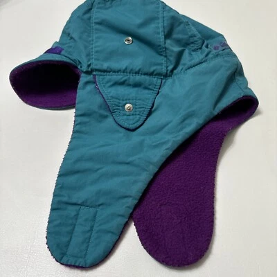 De colección Hecho Estados Unidos Columbia Oreja Larga Solapa Sombrero Verde Azulado Púrpura Vellón S/M Foto 1 de 4