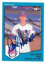 DAVE PAVLAS 1989 PROCARDS AUTOGRAPHED SIGNED # 1529 OKLAHOMA CITY 89ERS RANGERS 
