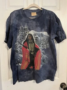 Vtg. 90s The Mountain Native American T Shirt L Blue Crewneck Craig Tennant - Picture 1 of 6