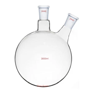 3000ml 24/40 2-neck Round Bottom Glass Flask 3L Lab Reaction Bottle Double Necks - Picture 1 of 1