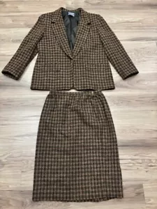 Vintage Pendleton Women's 14W 2 Piece Wool Suit Jacket with Midi Skirt Plaid - Picture 1 of 8