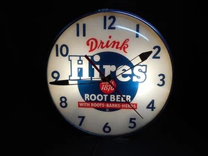 Hires Root Beer Lighted Wall Clock by Pam Clock Co./ Works Perfectly & Quietly - Picture 1 of 10
