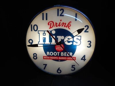 Hires Root Beer Lighted Wall Clock by Pam Clock Co./ Works Perfectly & Quietly - Image 1 of 4