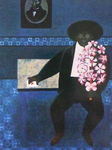 Jan Balet Künstlerkarte Postkarte Porträt Mann mit Blumen "Der Freier" (58) - Picture 1 of 5