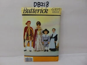 BUTTERICK SEWING PATTERN UNCUT COSTUME 6305 CHILD ALL SIZES PILIGRIM KING QUEEN - Picture 1 of 3
