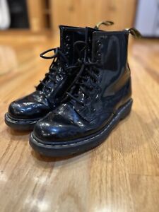 Dr. Martens Black Patent Leather Combat Boots 