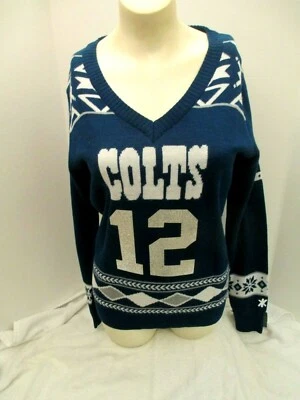 Indianapolis Colts 12 Andrew Luck Klew Womens Medium V-Neck Jersey Style Sweater - Image 1 of 4