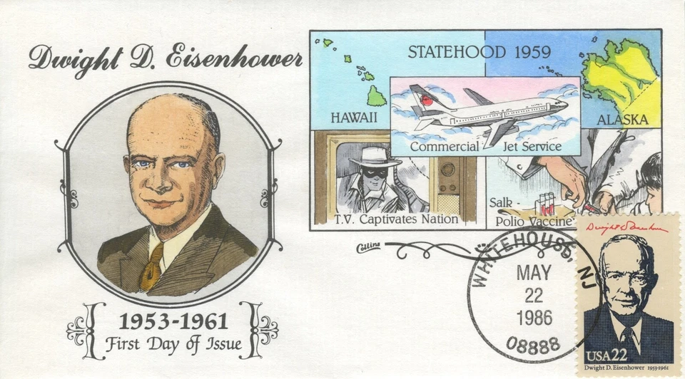 2219g* DWIGHT EISENHOWER*, Collins Hand-painted First Day Cover - Image 1 of 1