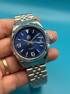 Orologio automatico uomo meccanico acciaio Quadrante Blu Stile bracciale Jubilee - Foto 1 di 13