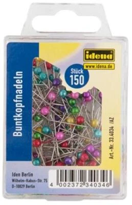 IDENA Stecknadel Buntkopf rund 150 Stck sortiert