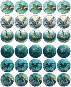 30 MEERSCHILDKRÖTEN ESSBARE WAFER & EIS CUPCAKES TOPPER BDAY PARTY DEKOR OZEAN - Bild 1 von 10