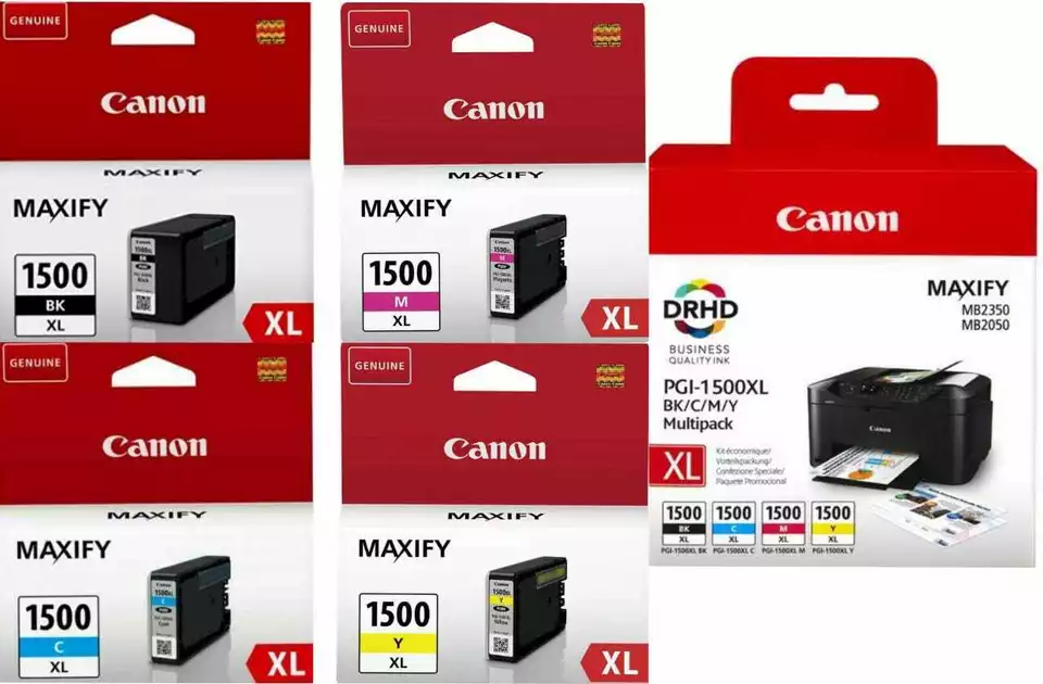 Original PGI-1500XL CMYK Ink Cartridges for Canon Maxify MB2755 LOT - Image 1 of 1