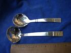 PAIR HANDWROUGHT Modernist Silver SUGAR SPOON & SAUCE LADLE-American or Mexican